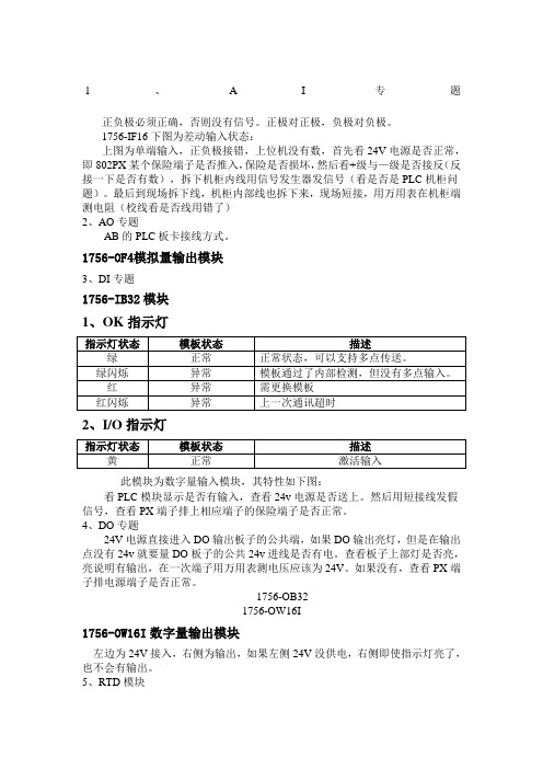 ABPLC系统模块接线状态说明