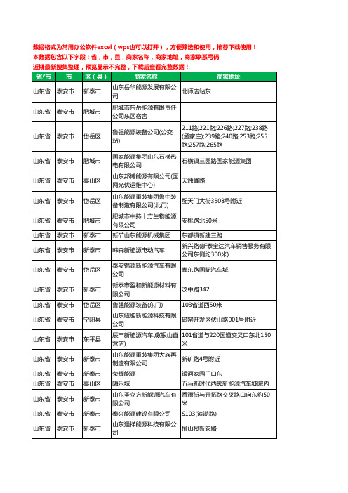 2020新版山东省泰安市新能源工商企业公司商家名录名单黄页联系电话号码地址大全304家