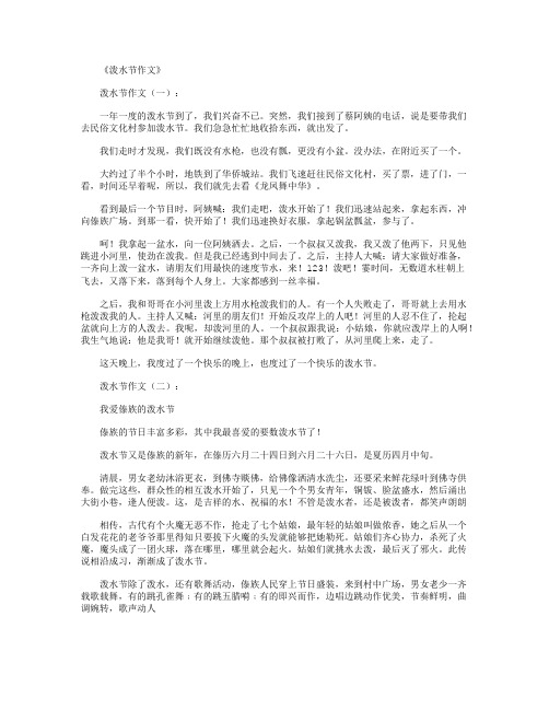 泼水节作文10篇
