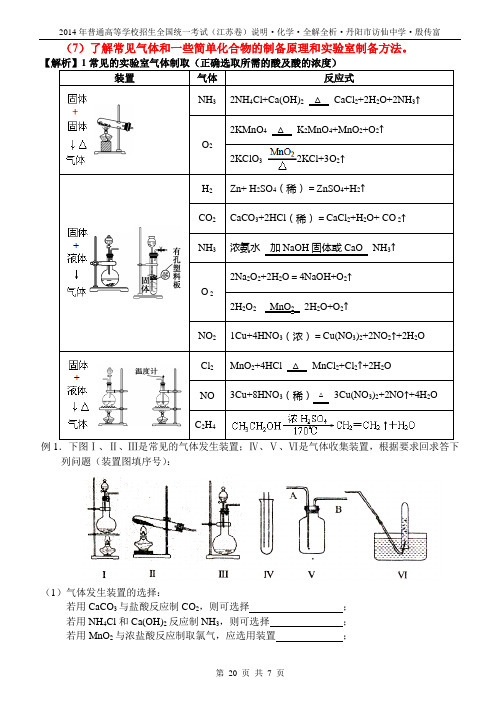 2014高三化学考试说明全解全析5化学实验基础(7)