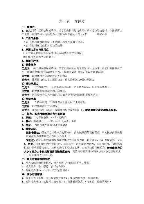摩擦力的知识点