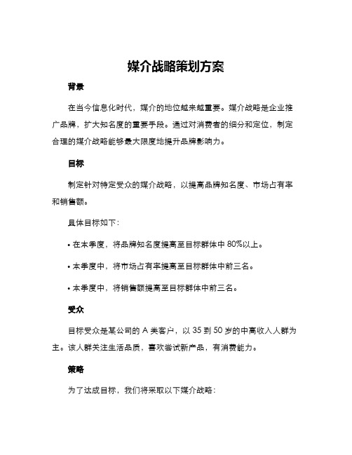 媒介战略策划方案