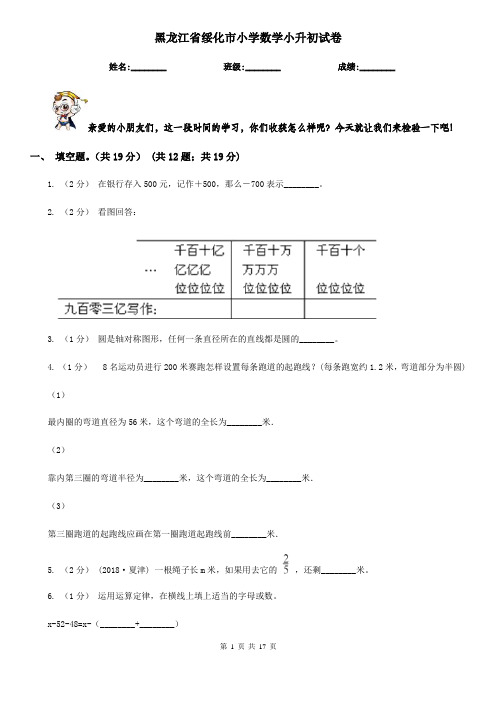 黑龙江省绥化市小学数学小升初试卷