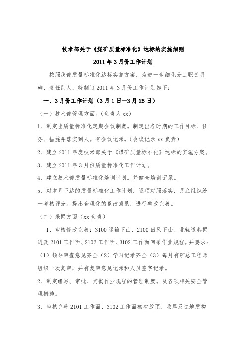 《煤矿质量标准化》达标的实施细则