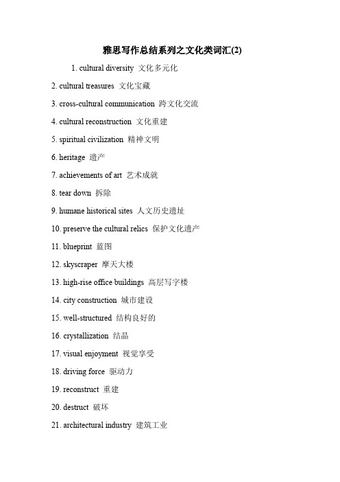 雅思写作总结系列之文化类词汇(2)
