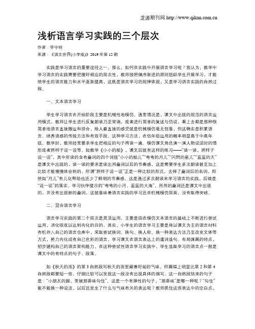 浅析语言学习实践的三个层次