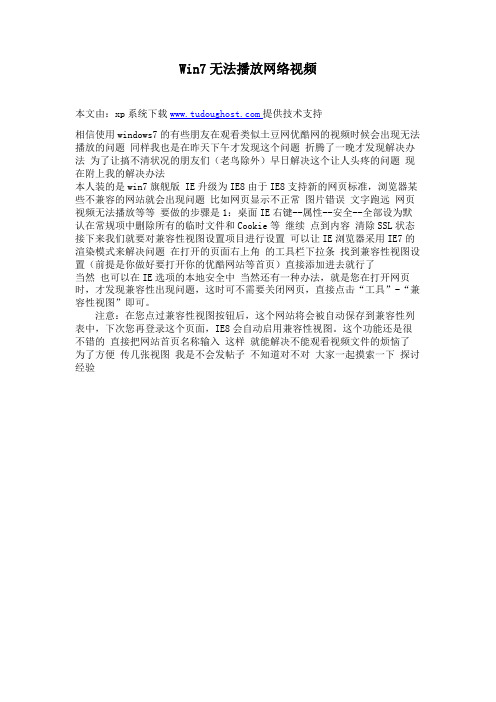 Win7无法播放网络视频