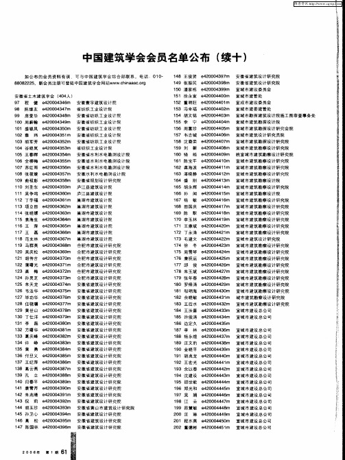中国建筑学会会员名单公布(续十)