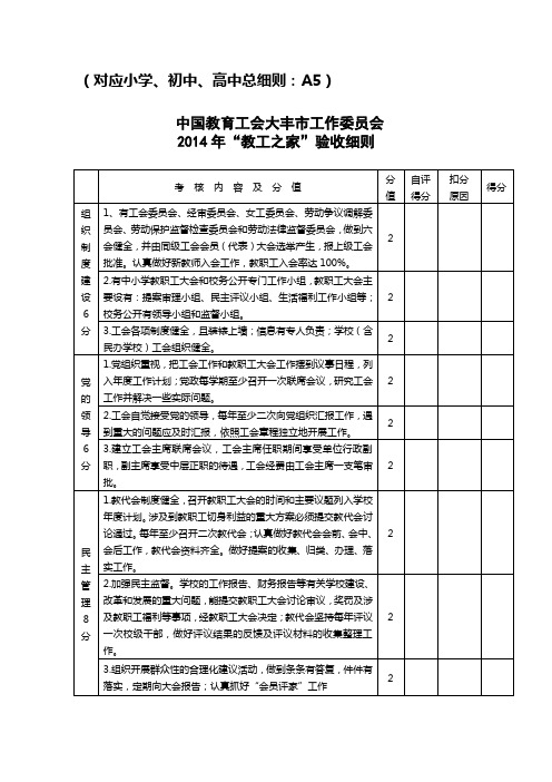 2014年教育工会年终考核细则(对应总细则A5)