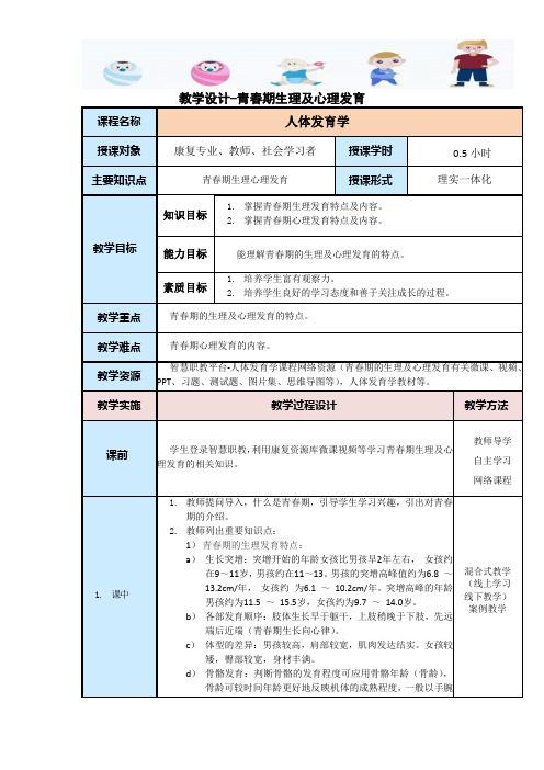 《青春期生理及心理发育》教案