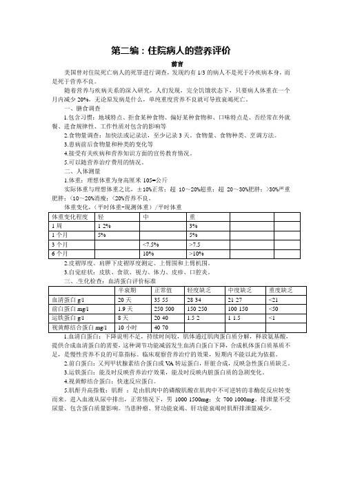 住院病人的营养评价
