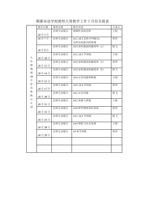 大周计划表10月