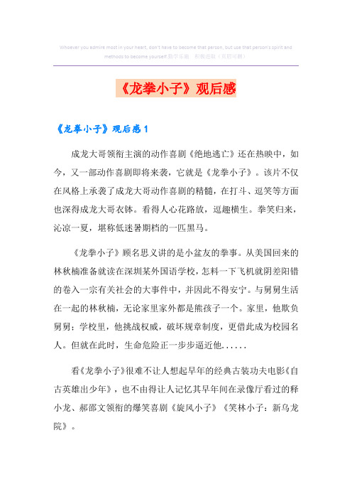 《龙拳小子》观后感
