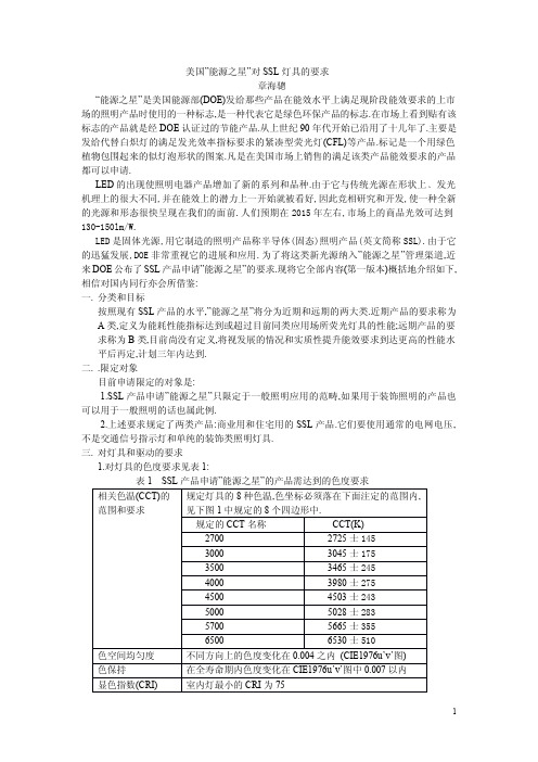 美国能源之星要求的SSL灯具[1]
