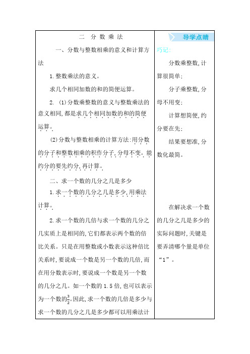 苏教版六年级数学上册第二单元知识点汇总