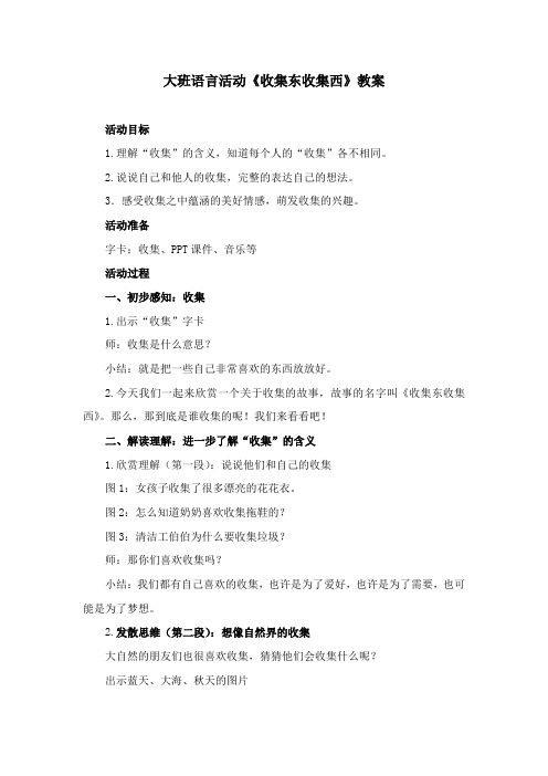 大班语言活动《收集东收集西教案》