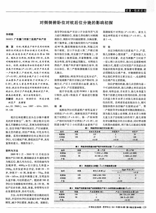 对侧侧俯卧位对枕后位分娩的影响初探