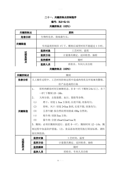 关键控制点控制程序