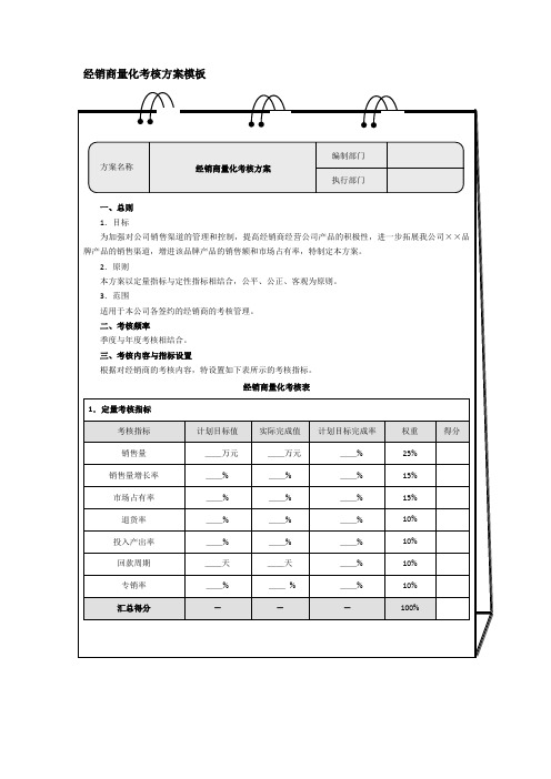 经销商量化考核方案模板