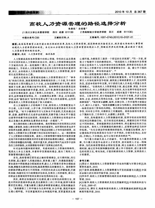 高校人力资源管理的路径选择分析