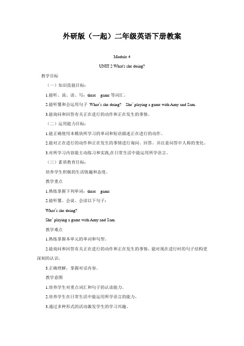 二年级英语下册 Module 4 Unit 2(1)教案 外研版(一起)