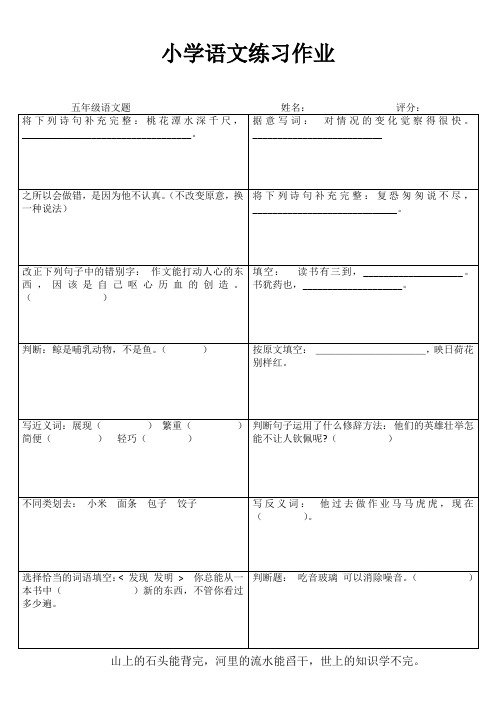 五年级语文课堂拓展精选练习IV (18)