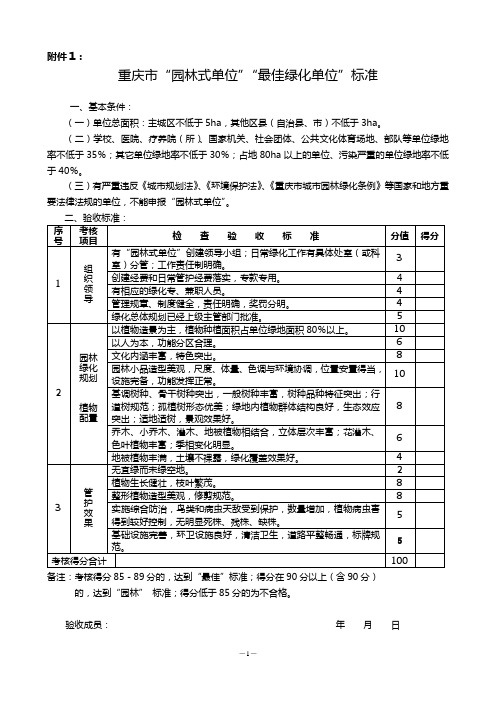 森林重庆各项标准