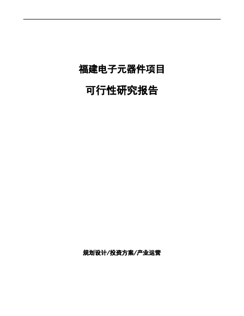 福建电子元器件项目可行性研究报告