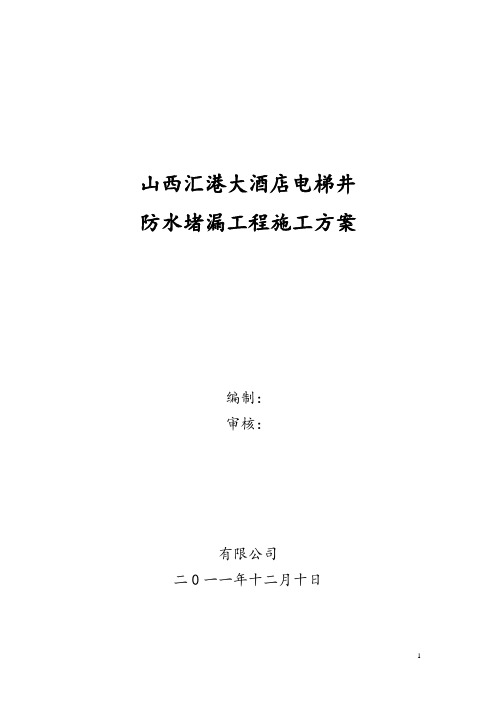 电梯井防水堵漏施工方案