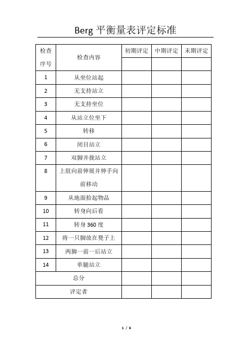 Berg平衡量表及评分细则