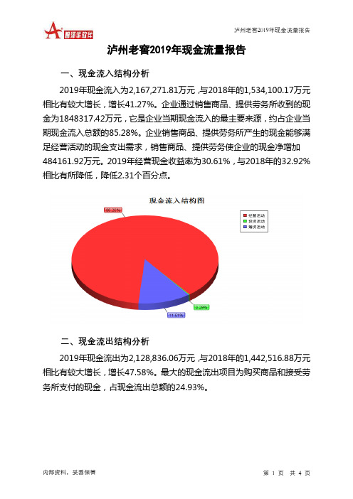 泸州老窖2019年现金流量报告
