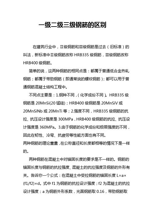 建筑中一二三级钢筋的区分