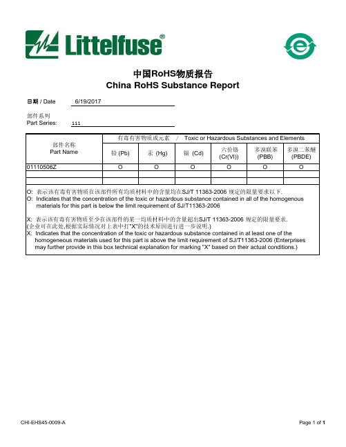 中国RoHS物质报告