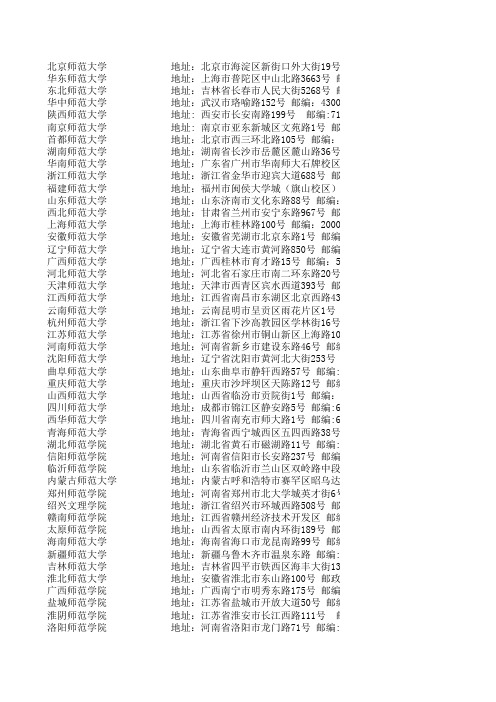 全国师范类院校联系方式