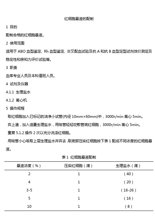 红细胞悬液的配制