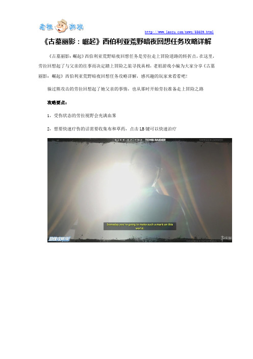 《古墓丽影：崛起》西伯利亚荒野暗夜回想任务攻略详解