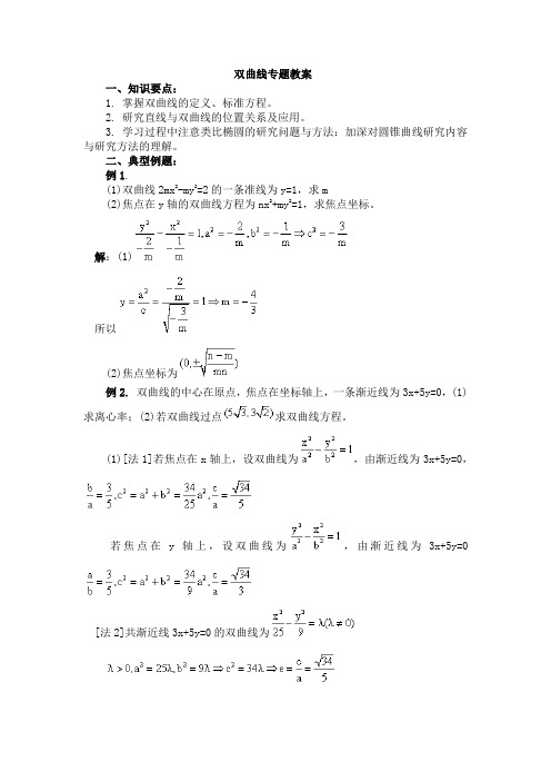 双曲线专题教案