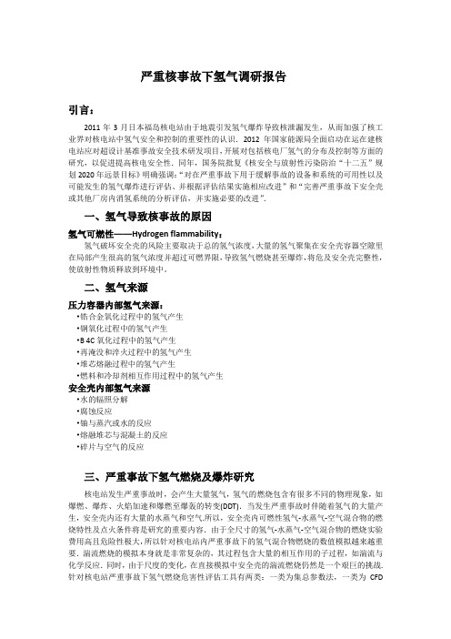 严重核事故下氢气调研报告