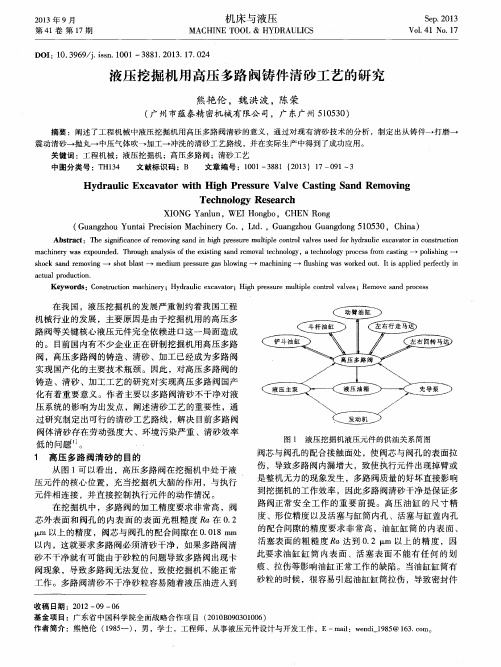 液压挖掘机用高压多路阀铸件清砂工艺的研究