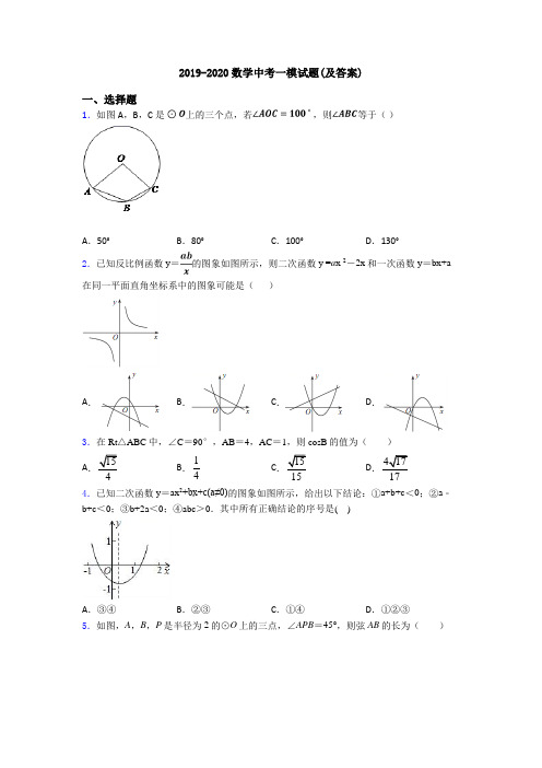 2019-2020数学中考一模试题(及答案)