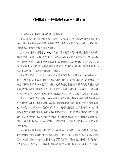 《地道战》电影观后感800字心得5篇
