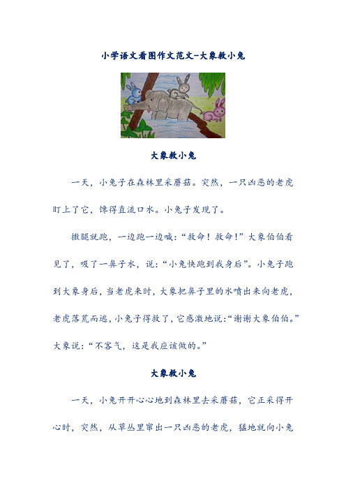 小学语文看图作文范文-大象救小兔
