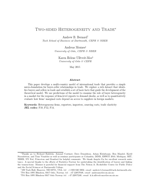 【Bernard(2015.5)】Two-sided Heterogeneity and Trade