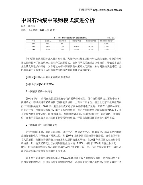 中国石油集中采购模式演进分析