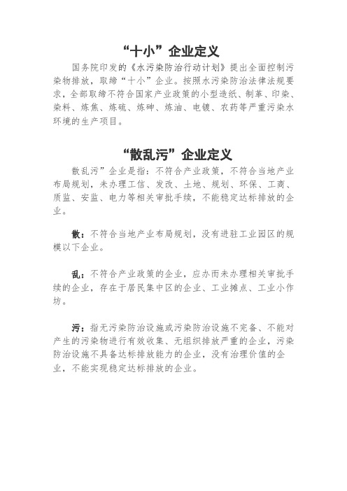 十小和散乱污企业定义