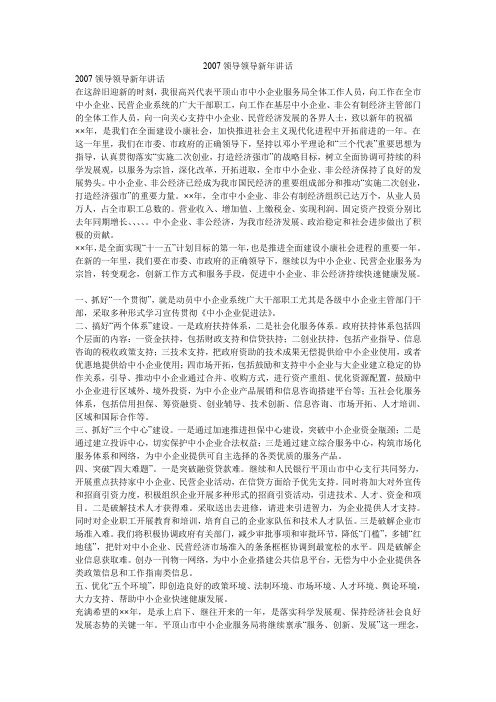 2007领导领导新年讲话