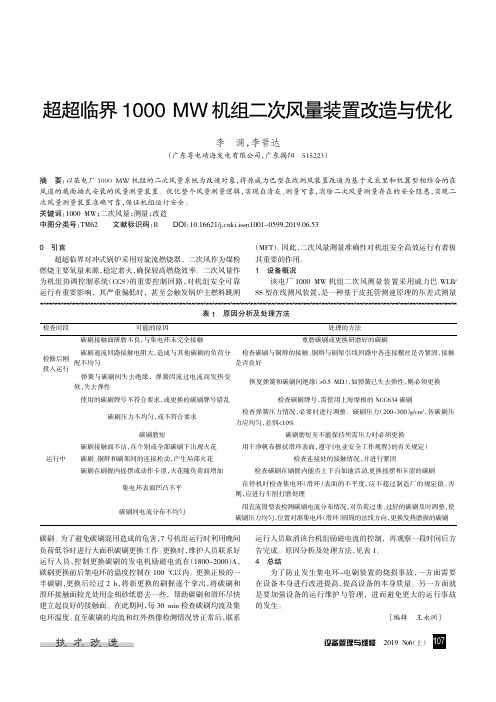 超超临界1000MW机组二次风量装置改造与优化