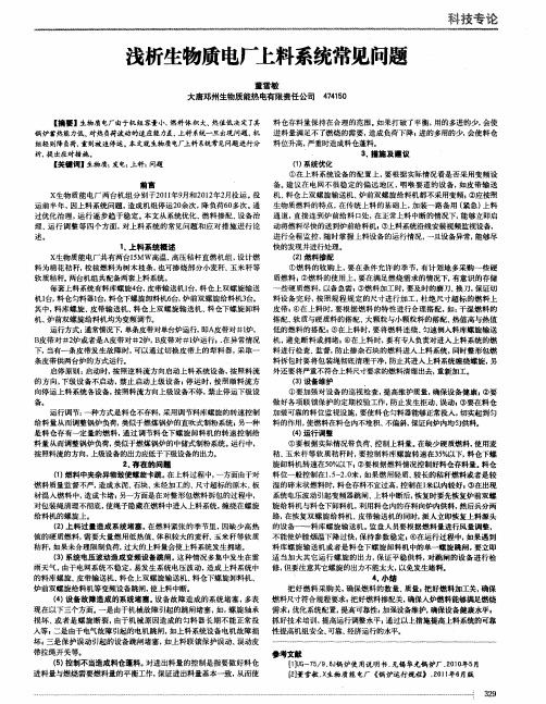 浅析生物质电厂上料系统常见问题