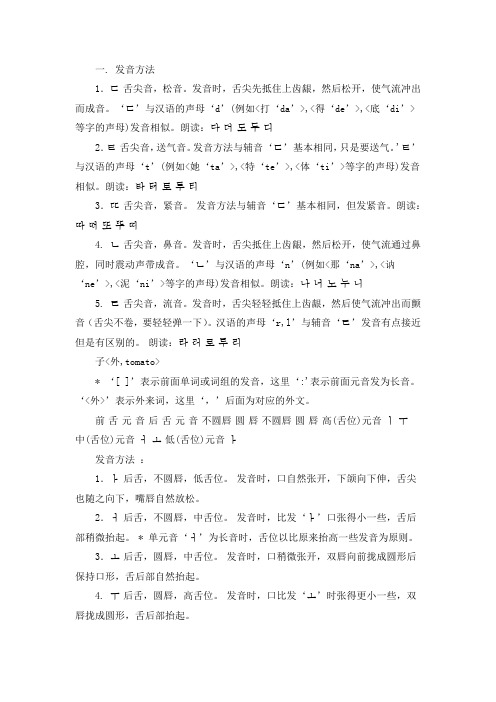 韩语发音