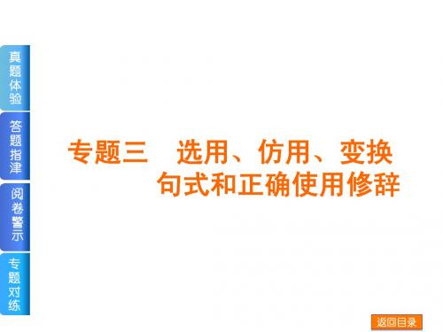 【浙江省专用】2014届高考语文二轮复习方案专题课件：专题三 选用、仿用、变换句式和正确使用修辞